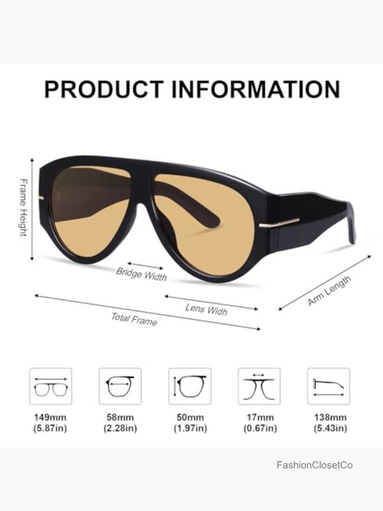 Oversized Retro Aviator Sunglasses UV400 Protection Oval main image 6